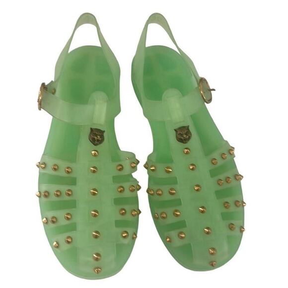 GUCCI FELINE HEAD ACCENT RUBBER SLINGBACK SANDALS SIZE 9‎ - Picture 1 of 7